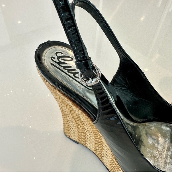 Gucci Black Patent Leather Platform Wedges - Picture 6 of 15